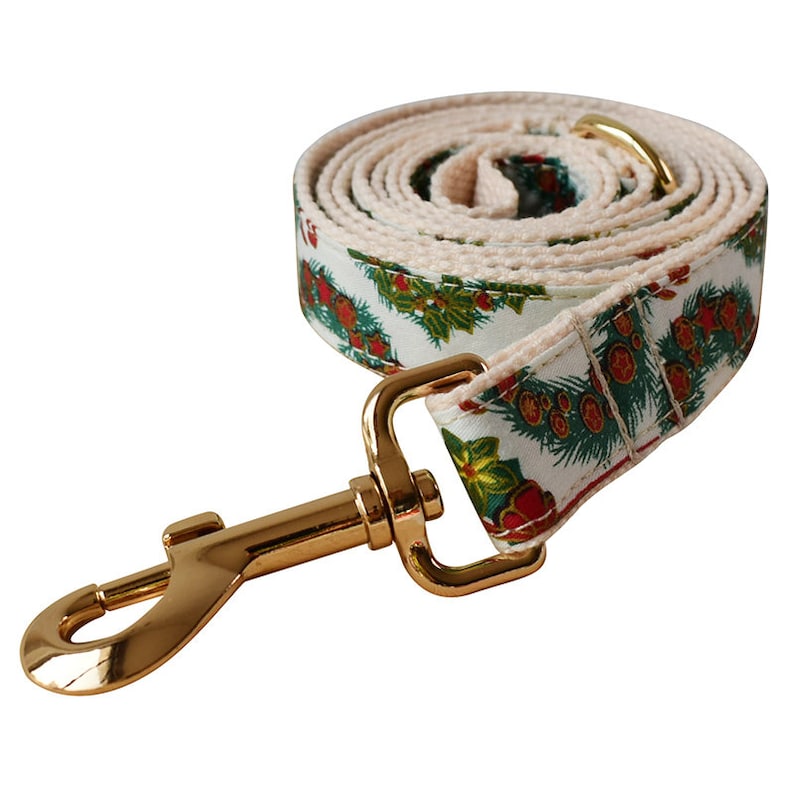 Christmas Dog Collar Personalized Engraved Handmade Dog Collar and Lead Set, Matching Bowtie and Harness Available