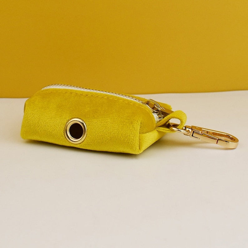 Custom Yellow Velvet Personalized Dog Collar, Matching Dog Bowtie, Dog Flower, Dog Leash, Dog Harness & Dog Poop Bag, Different Combo