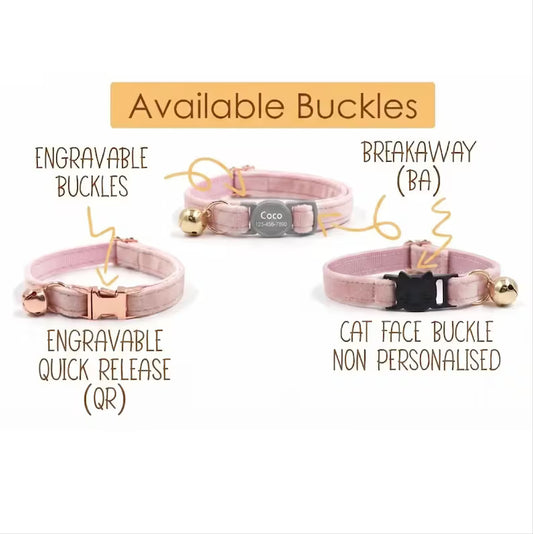 Velvet Golden Star Cat Collar, Personalised - Choose Your Buckle (Quick Release, Safety or Cat-Head)