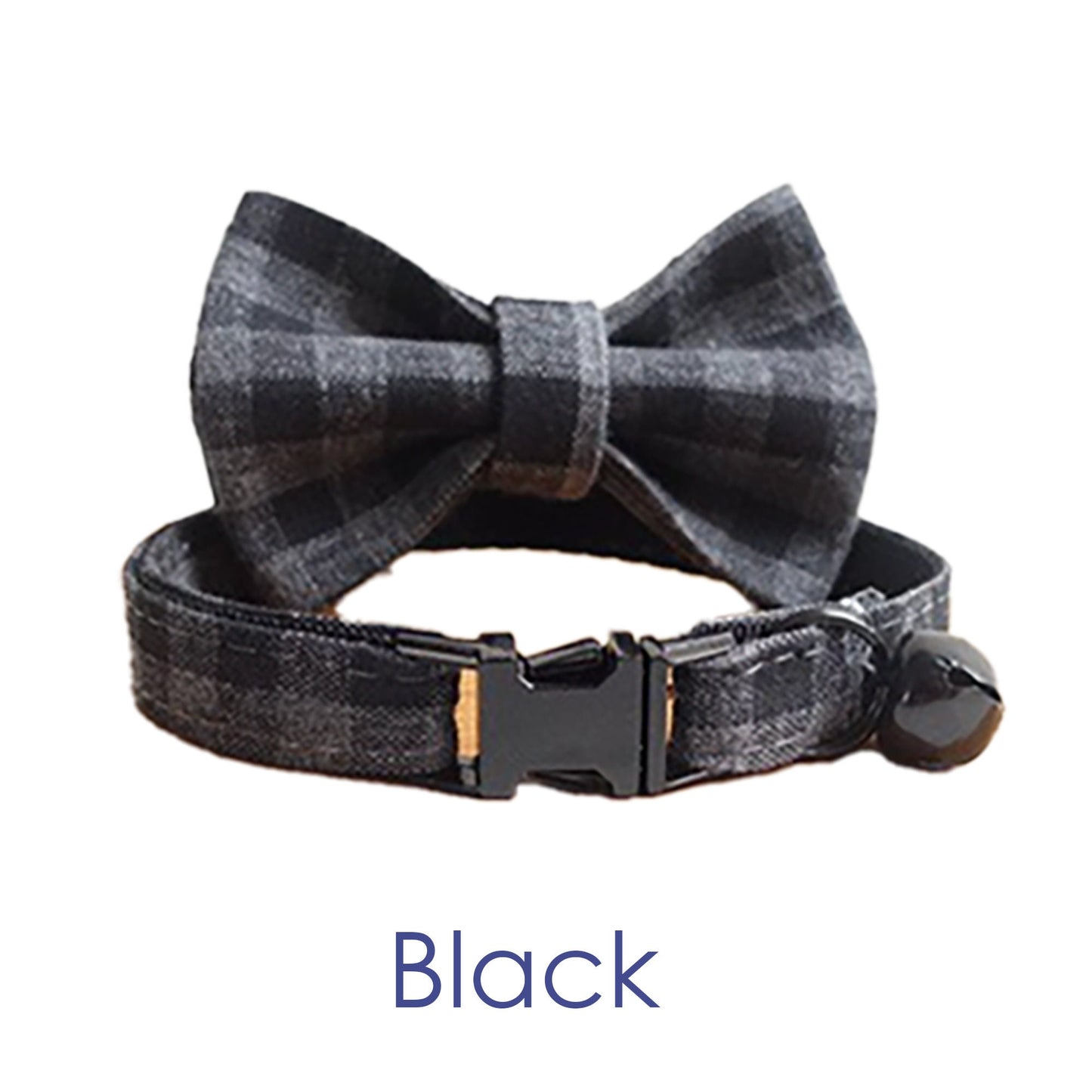 Plaid Cat Collar with Bell, Checkered Style Custom Cat Collar with Bow and Personalised Quick Release Buckle with Name Gingham Style