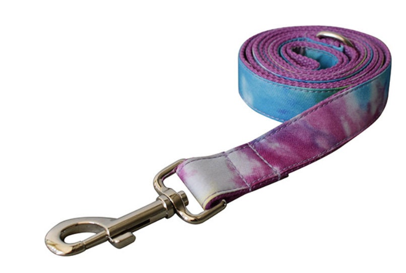 Tiedye Dog Collar Personalised Pet Name Engraved Handmade Dog Collar or Dog Collar and Lead Set
