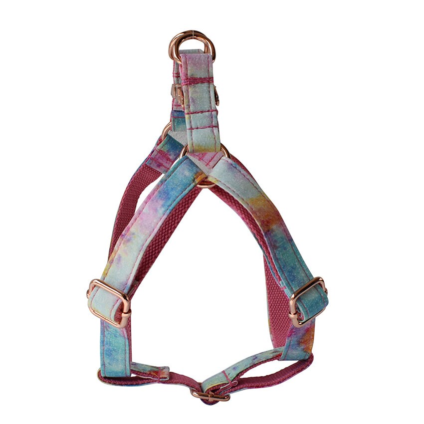 Personalised Pink Nebula Tie Dye Dog Collar with Name Dog Leash Set