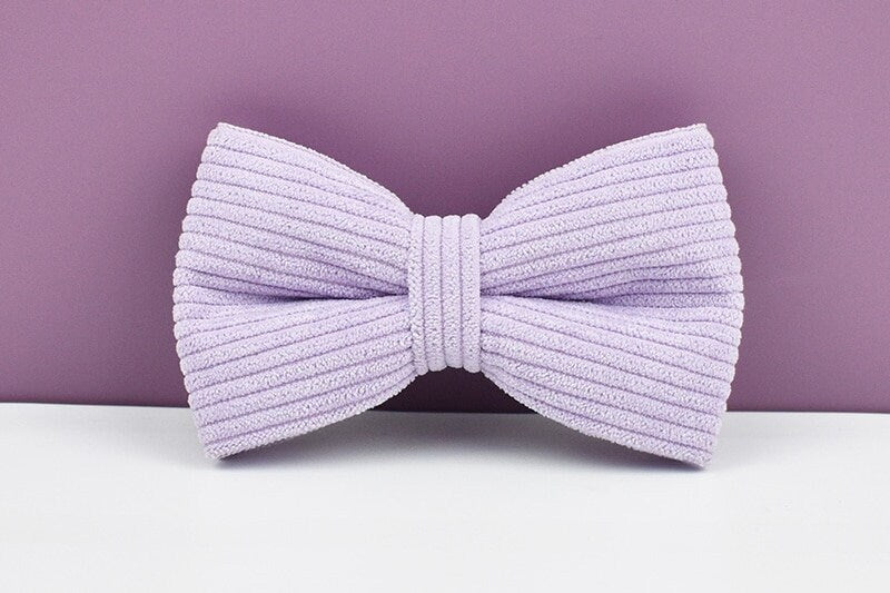 Purple Dog Collar Custom with Name in Corduroy, Personalised H-Style Dog Harness, Bowtie, Leash, Dog Poop Bag