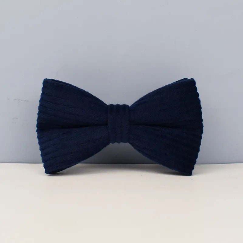 Custom Blue Corduroy Personalised Dog Collar, Matching Dog Bowtie, Dog Leash, H-Style Dog Harness & Dog Poop Bag