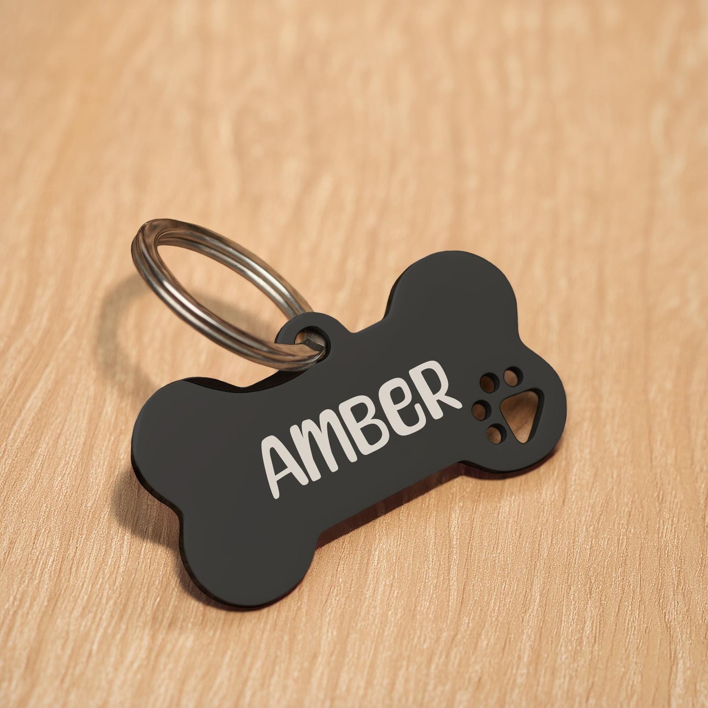 Personalised Dog ID Tag, Dog Name Tag, Custom Dog Tag with Paw, Engraved Dog Tag, Dog Tag with Name, Black Dog Tag Personalised for Dogs
