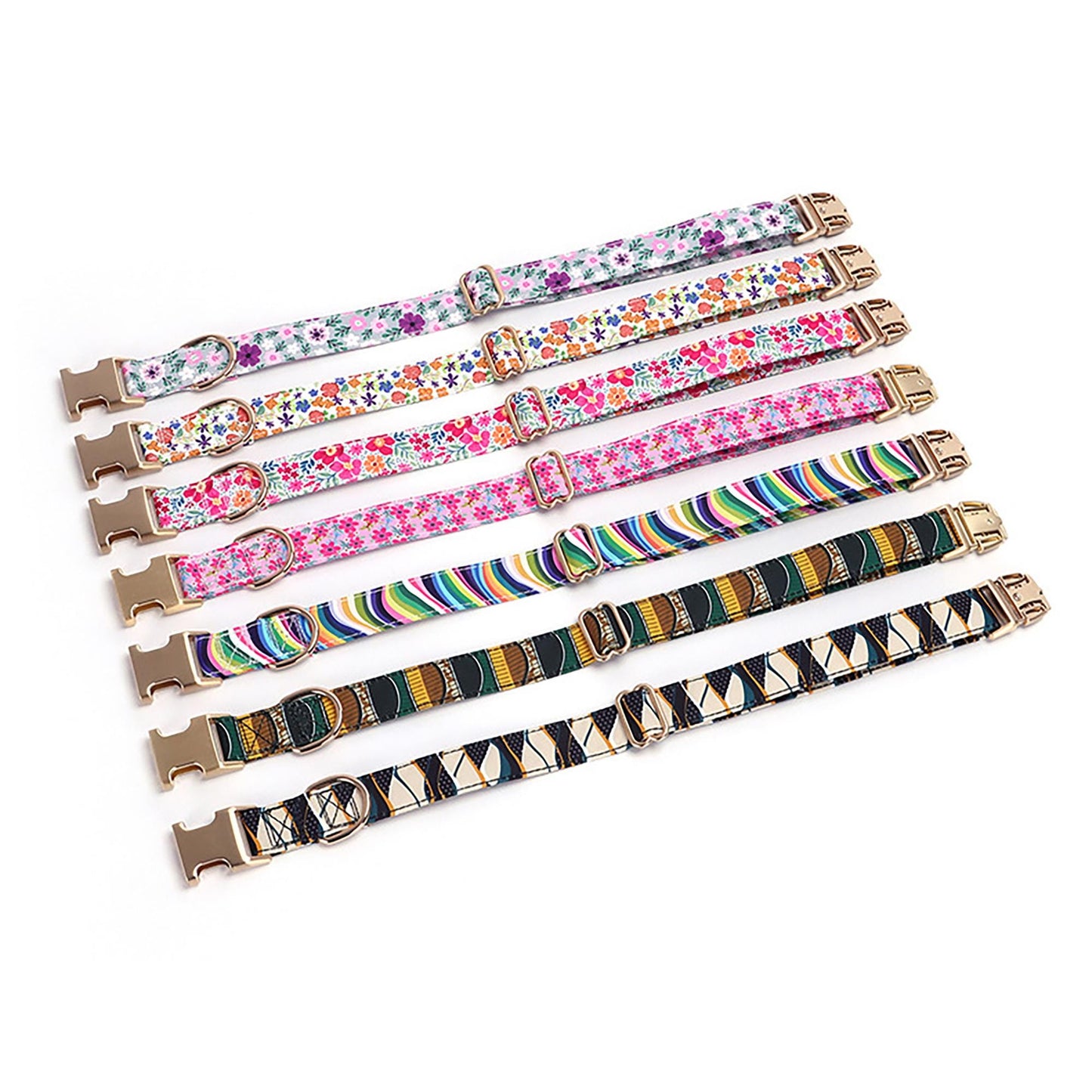 Personalised Dog Collar Tribal Embroidery Fabric Dog Collar with Custom Name Buckle
