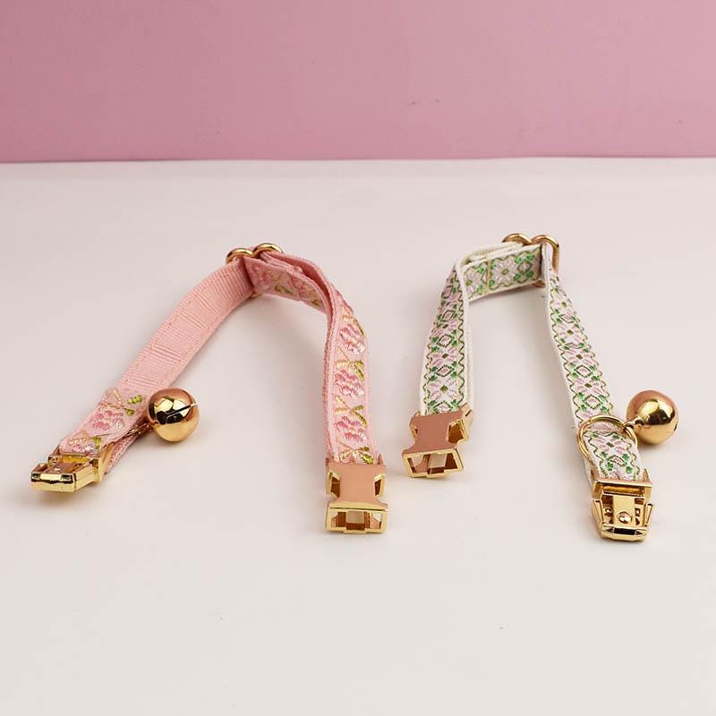 Personalised Embroidery Cat Collar, Custom Tag, Custom Cat Collar with Bell or Leash, Collar for Male Cat, Engraved Name on Puppy Collar
