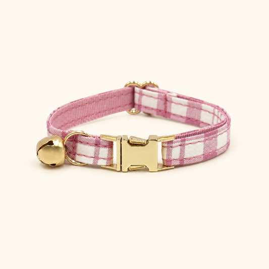 Plaid Tartan Cat Collar - Pink