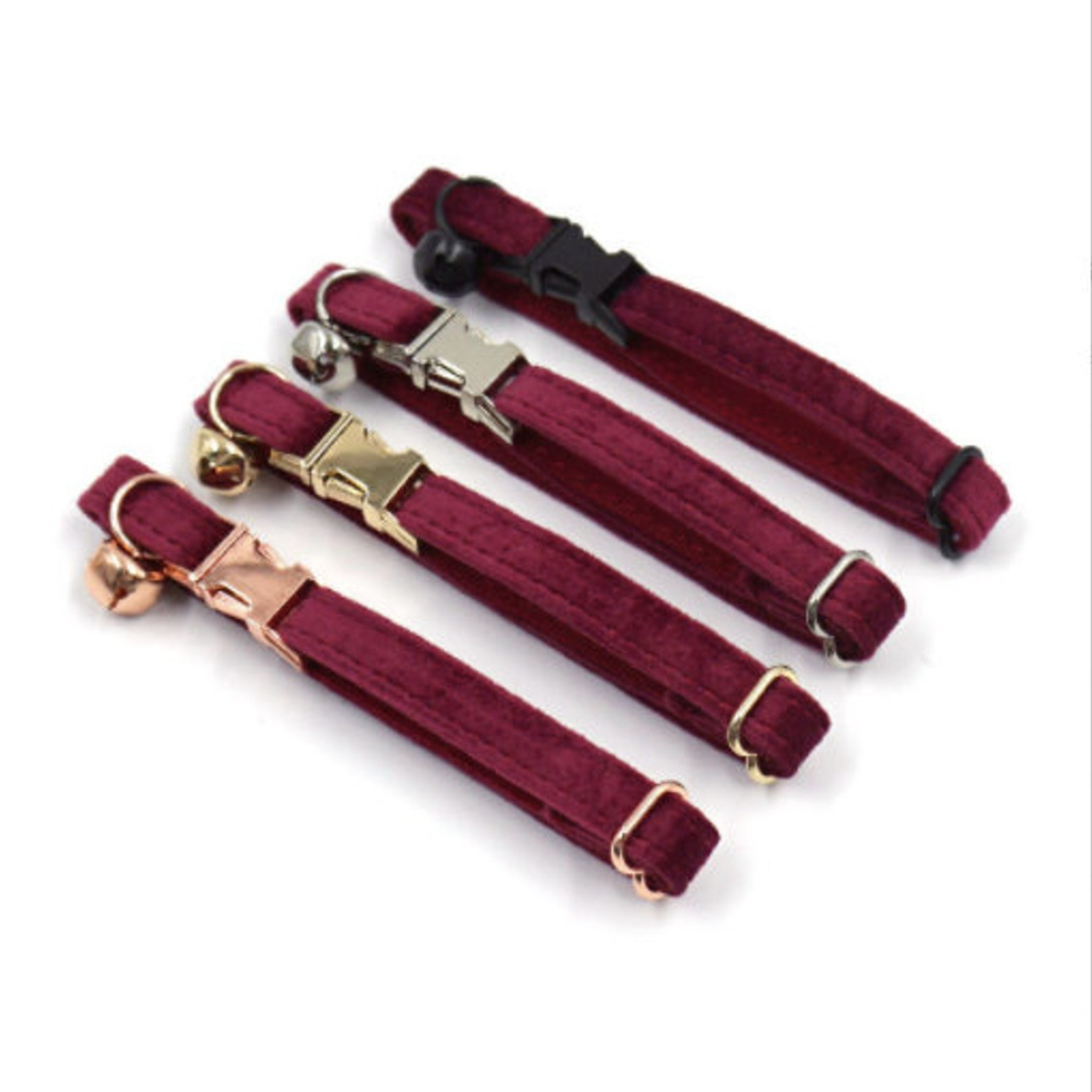 Personalized Thick Velvet Cat Puppy Small Dog Collar with Detachable Bowtie Free Name Engraving