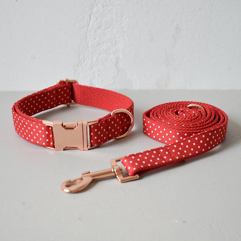 Bow Tie Polka Dot Custom Dog Collar Set