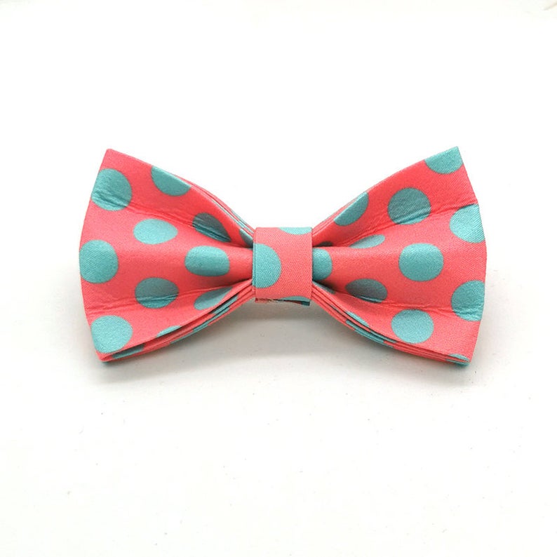 Polka Dot Personalised Dog Collar Bow Tie Set