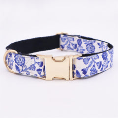 Porcelain Floral Dog Collar Bow Tie Set