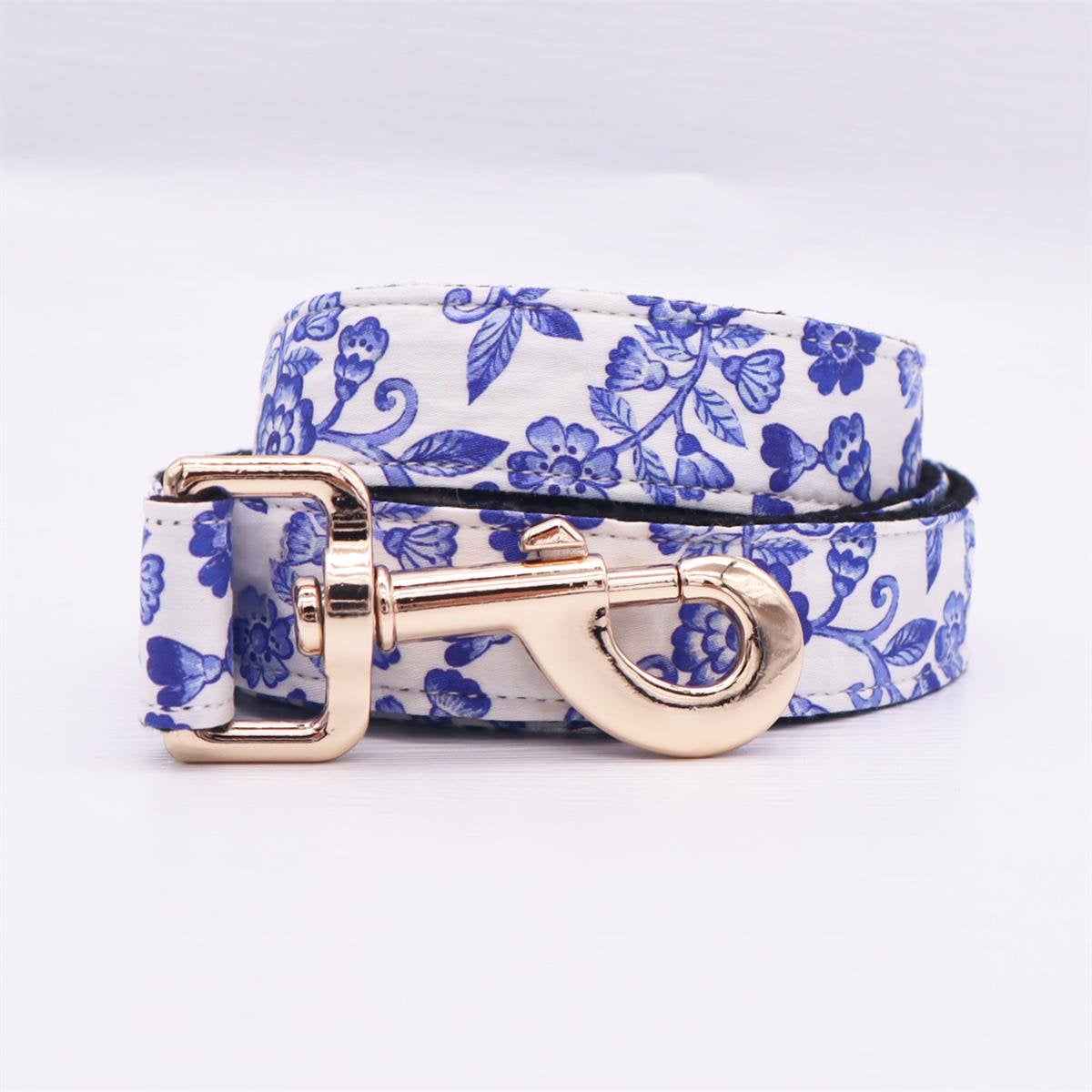 Porcelain Floral Dog Collar Bow Tie Set
