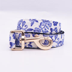Porcelain Floral Dog Collar Bow Tie Set