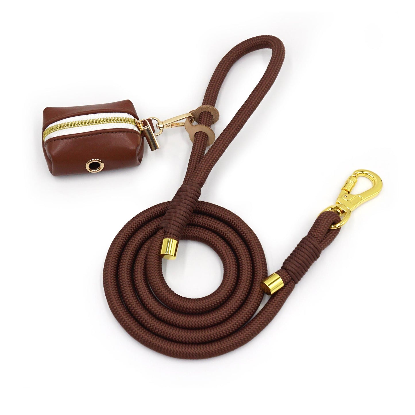 PU Leather Poop Bag Holder and Rope Leash, Light Brown+Mint Green+Red+Dark Brown Wedding Puppy Gift, Rope Lead, Strong Dog Leash, Australia