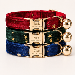 Velvet Golden Star Cat Collar