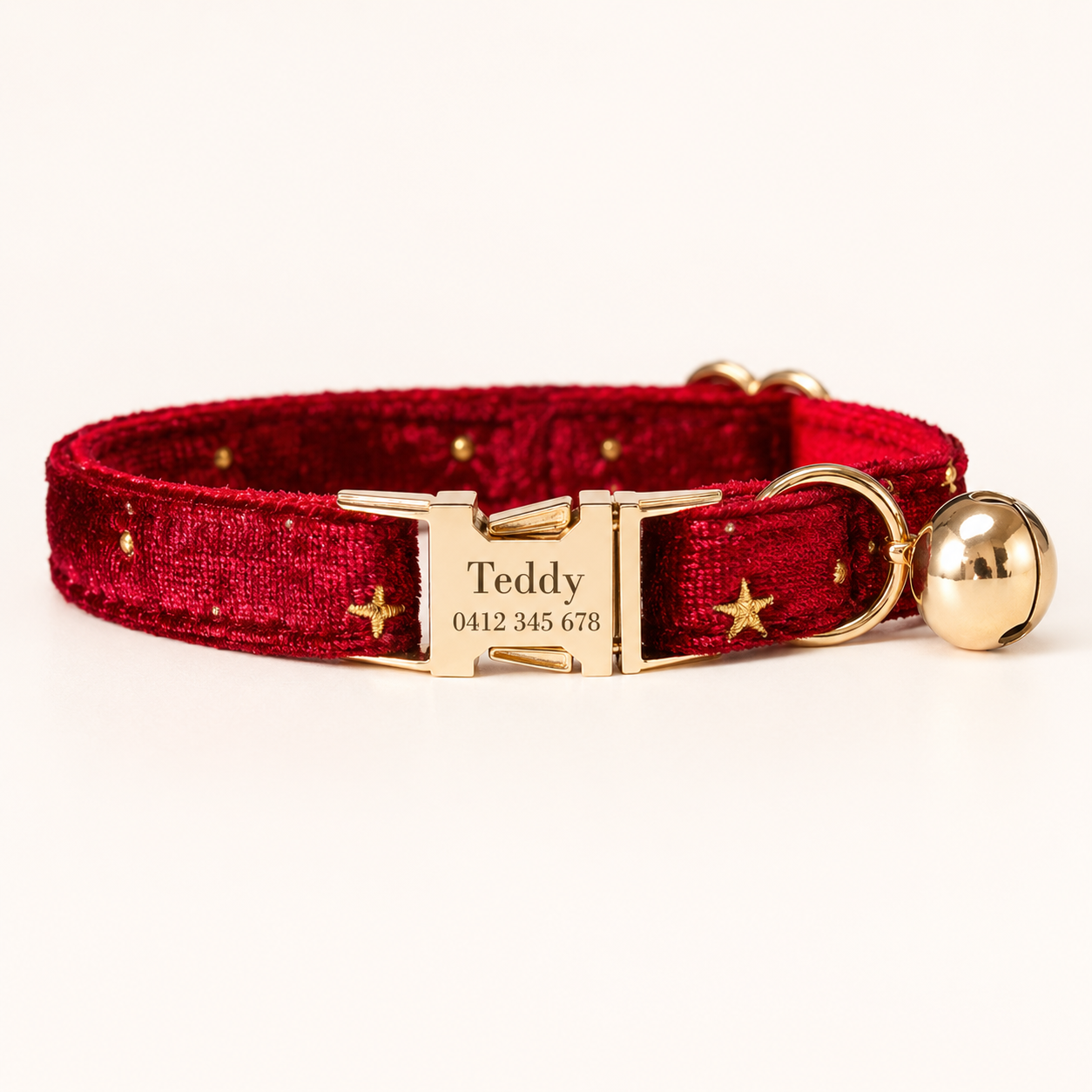 Velvet Golden Star Cat Collar