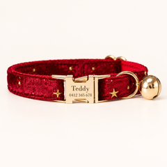 Velvet Golden Star Cat Collar