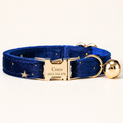 Velvet Golden Star Cat Collar