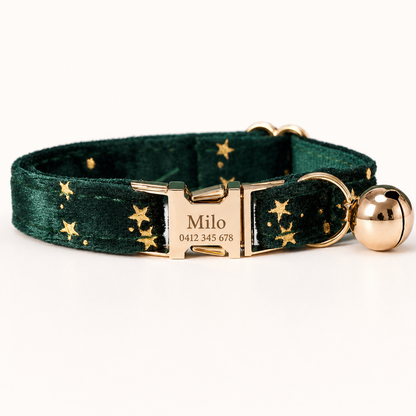Velvet Golden Star Cat Collar