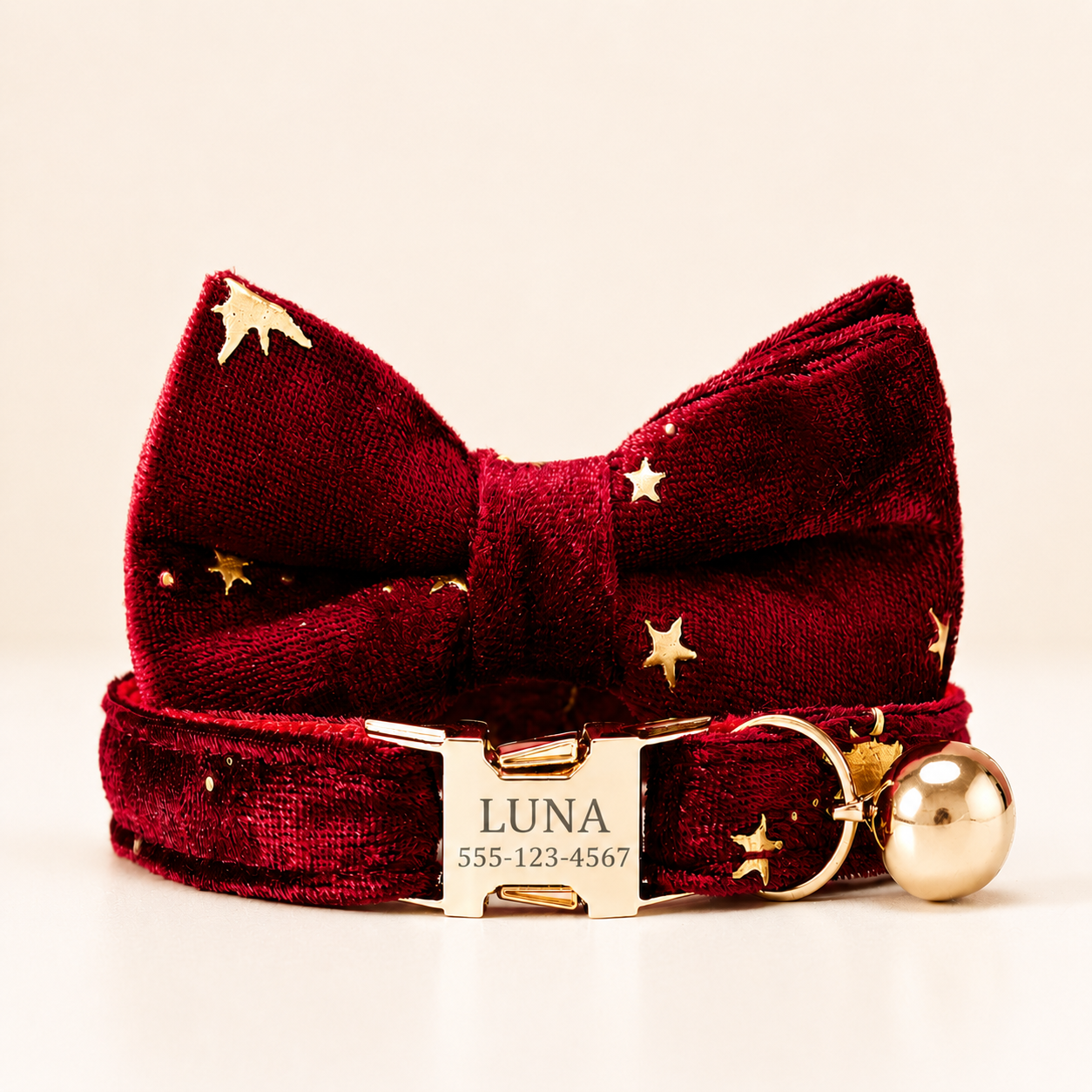 Velvet Golden Star Cat Collar