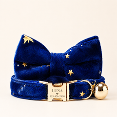 Velvet Golden Star Cat Collar