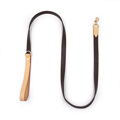 Dark brown leather dog leash