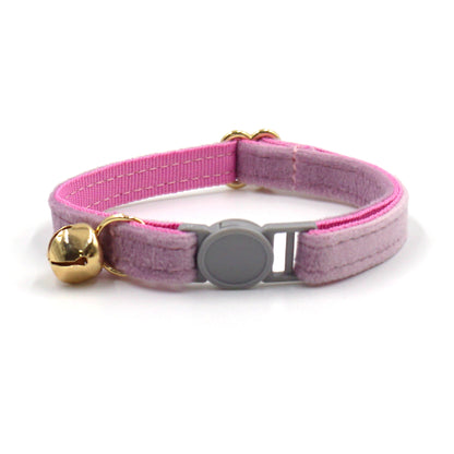 Personalised Velvet Cat Collar with Engraved Name Tag & Bell – Breakaway Safety Cat Collar (52 Colours)