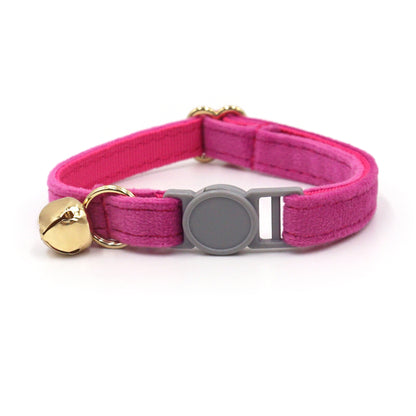 Personalised Velvet Cat Collar with Engraved Name Tag & Bell – Breakaway Safety Cat Collar (52 Colours)
