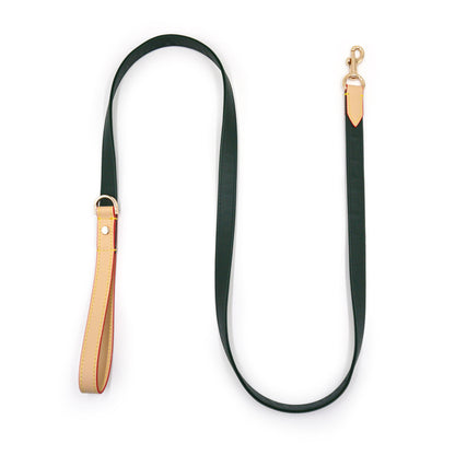 Vintage green leather dog leash