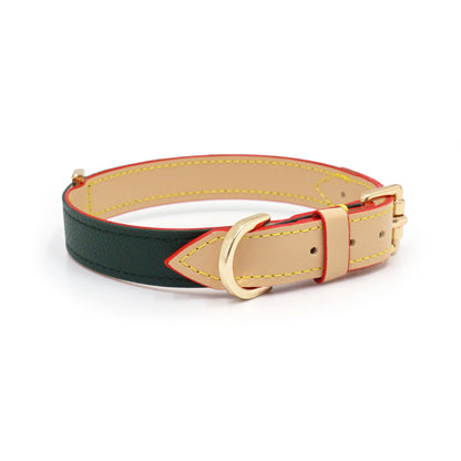 Vintage green leather dog collar