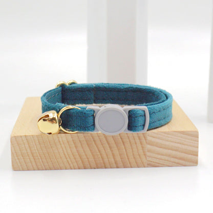 Personalised Velvet Cat Collar with Engraved Name Tag & Bell – Breakaway Safety Cat Collar (52 Colours)