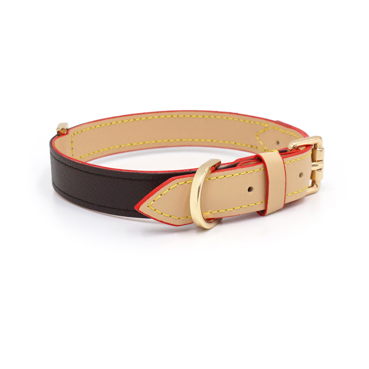 Dark brown leather dog collar