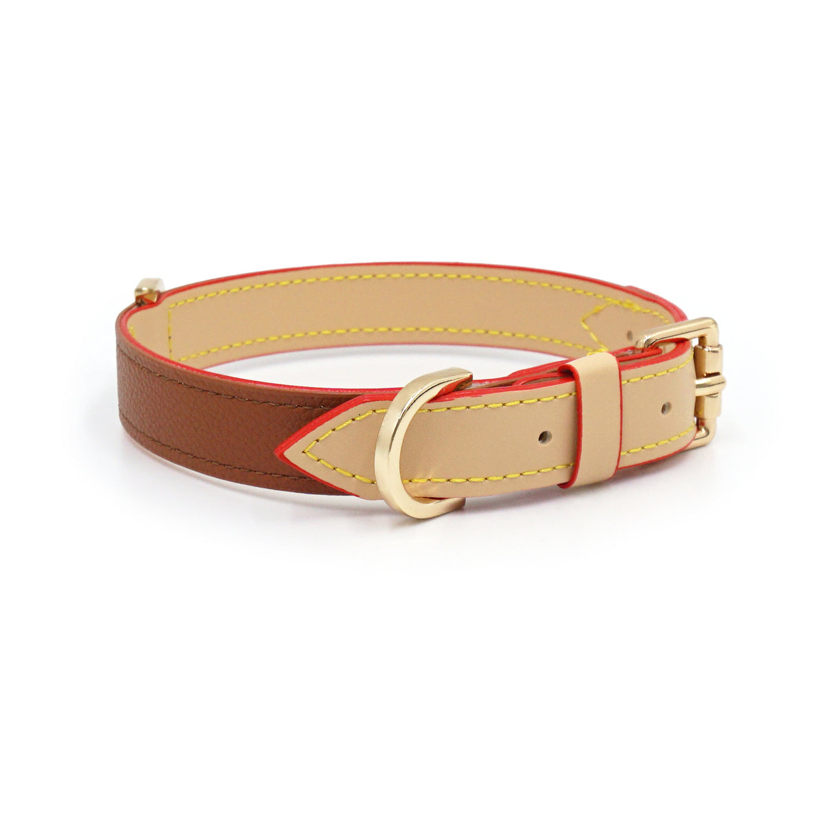 Caramel leather dog collar