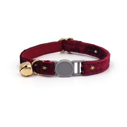 Personalised Velvet Cat Collar with Engraved Name Tag & Bell – Breakaway Safety Cat Collar (52 Colours)