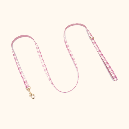 Pink plaid matching cat leash
