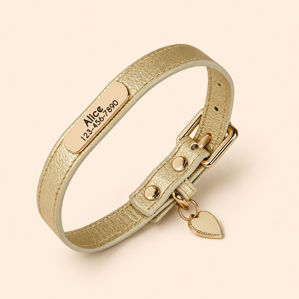 Personalised PU Leather Dog Collar, Custom Engraved Pet ID Name Collar with Charm, Soft Cat & Puppy Collar for Small & Medium Dogs & Cats