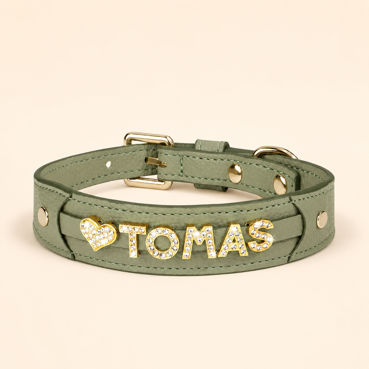 Personalised Rhinestone Name Dog Collar, Custom PU Leather Pet Collar with Sparkly Crystal Letters & Charm, Bling Name Collar for Small Medium & Large Dogs