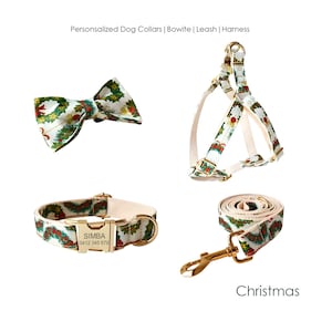 Christmas Dog Collar Personalised Dog Collar and Lead Set
