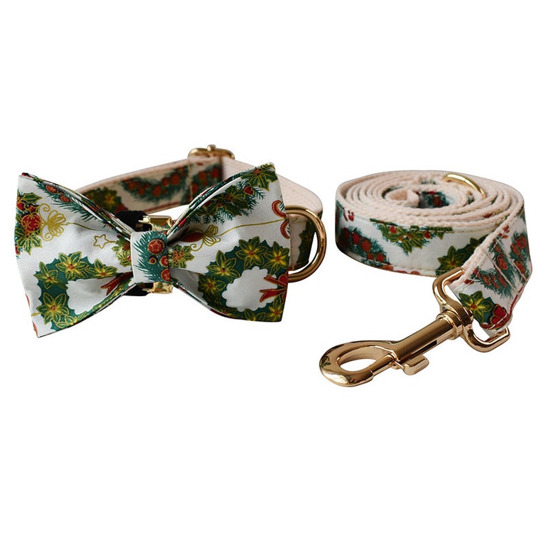 Christmas Dog Collar Personalised Dog Collar and Lead Set
