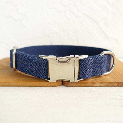 Luxurious Suit Wedding Dog Collar - Personalised with Name - Cream, Grey, White Brown, Brown or Blue, Detachable Bowtie
