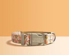 Orange Lightweight Dog Collar, Abstract Pattern Personalized Premium Dog Collar or Dog Collar and Leash Set with Matching Bowtie *Detachable