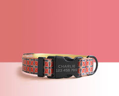 Red Green Lightweight Dog Collar, Personalized Premium Dog Collar or Dog Collar and Leash Set with Matching Bowtie *Detachable