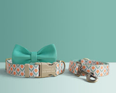 Green Floral Lightweight Dog Collar, Premium Dog Collar or Dog Collar and Leash Set with Matching Bowtie *Detachable