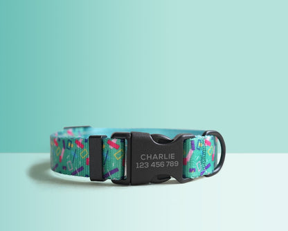 Green Plaid Lightweight Dog Collar, Personalised Premium Dog Collar or Dog Collar and Leash Set with Matching Bowtie *Detachable