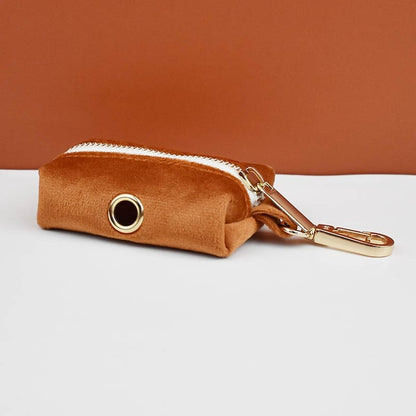 Custom Camel Brown Velvet Personalised Dog Collar, Matching Dog Bowtie, Dog Flower, Dog Leash, Dog Harness & Dog Poop Bag