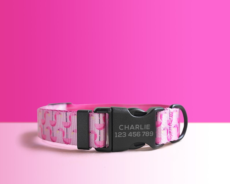 Pink Floral Lightweight Dog Collar, Personalised Premium Dog Collar or Dog Collar and Leash Set with Matching Bowtie *Detachable