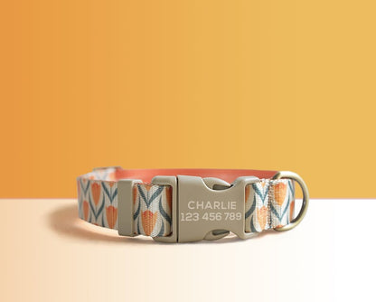 Yellow Plaid Lightweight Dog Collar, Personalised Premium Dog Collar or Dog Collar and Leash Set with Matching Bowtie *Detachable