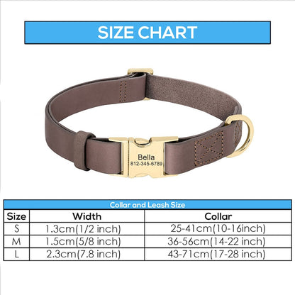 Dog Collar Leather Buckle Personalised Name Engraved Soft Genuine Leather in Black, Brown, and Pink * Custom Boy Girl Dog Collar
