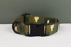 Custom Camouflage Personalized Dog Collar, Matching Dog Bowtie, Dog Leash & Dog Harness, Different Combo